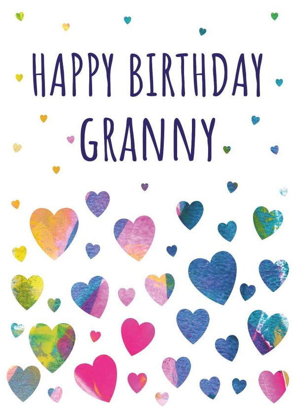 Happy Birthday Oma Karte – Herzen & Sterne Design, Handgefertigt In UK, Mit Rosa Umschlag