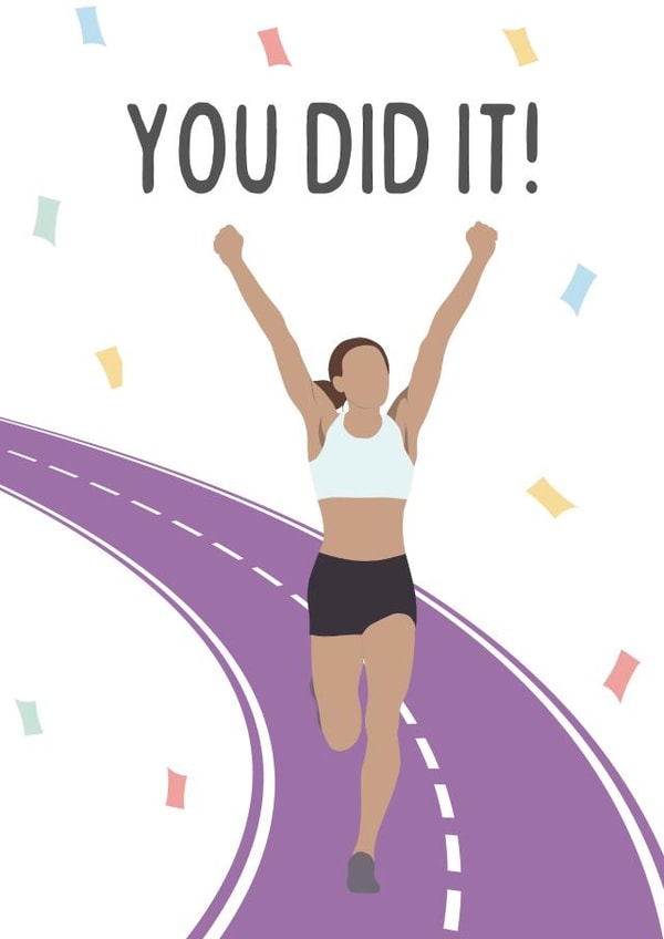 Running congratulations card for runners, well done marathon race card for her created by Warriher