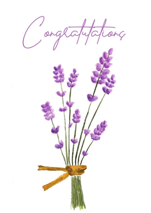 Cute Lavender congratulations card for celebrations created by Iesha Lena