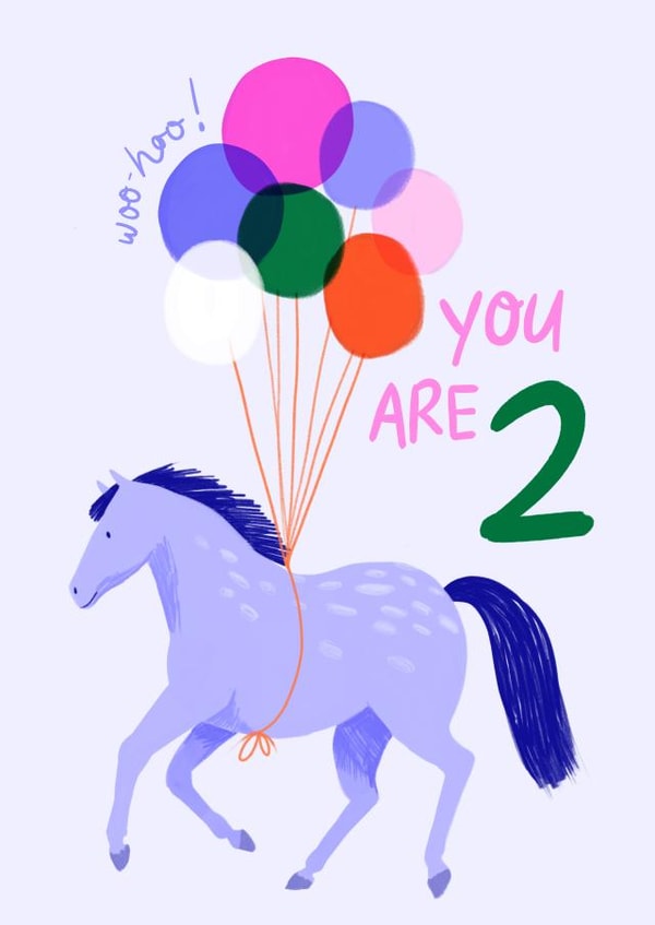 Cute birthday card - 2nd - Horse with balloons created by Carla Ellis