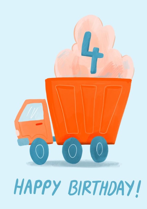 Cute birthday card for 4 year old - truck created by Carla Ellis