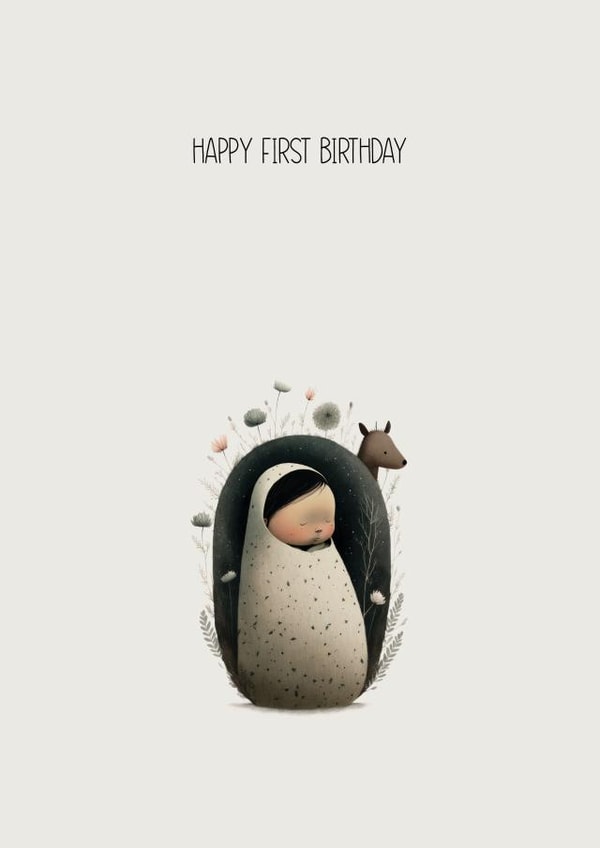 Cute First Birthday Card for a Boy or Girl created by Latte & Noir
