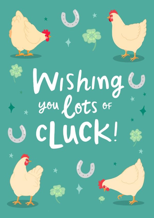 Cute Good Luck Card - Lots of Cluck! - Chicken created by The Cake Thief