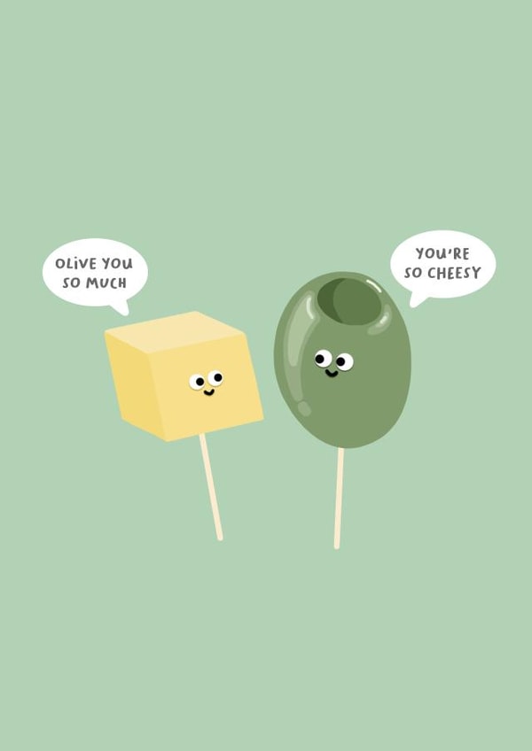 Punny Anniversary/Valentine's Day Card - Appetiser Puns created by Back to the drawing board illustration