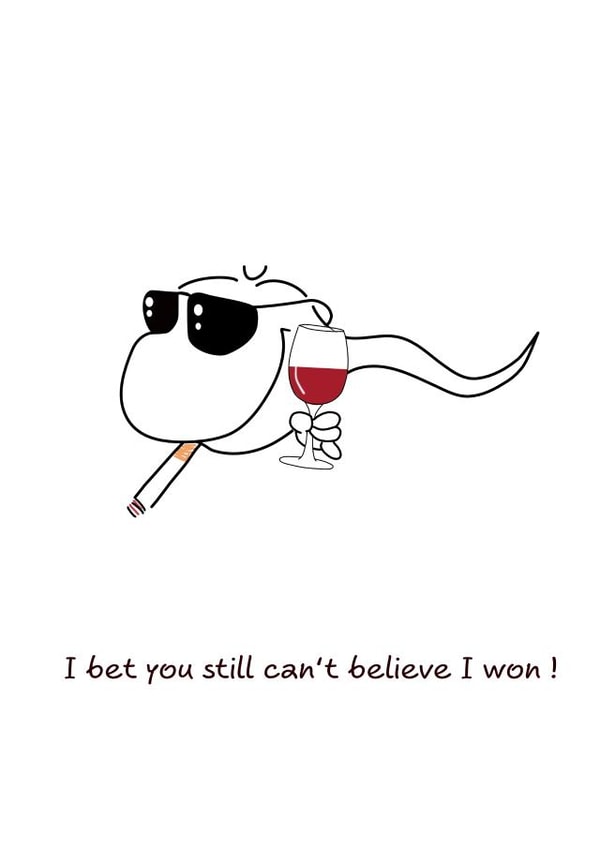 Funny Birthday / Fathers Day Card for your Dad Mum friends or family. Fun sperm! created by Swizzoo