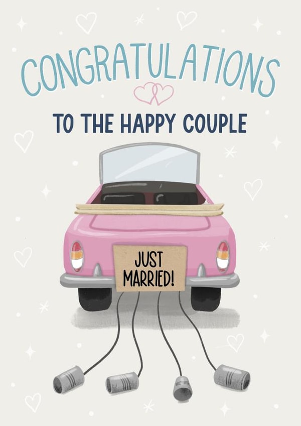 Retro Wedding Congrats Card - Just Married Car - To the Happy Couple created by Silky Rose Design