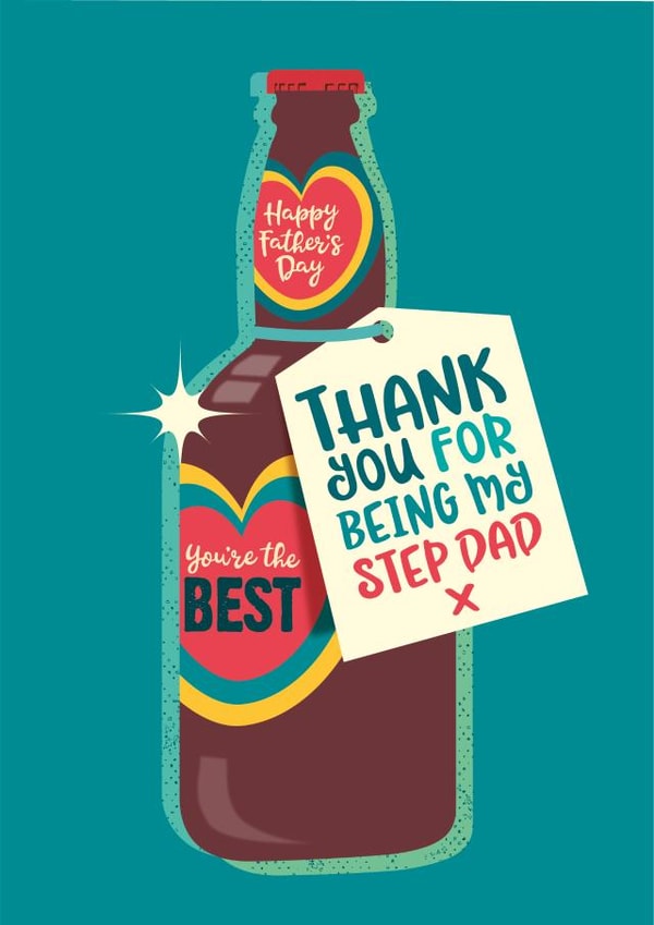 Heartfelt Step Dad Father’s Day Card – Thank You Beer You’re The Best created by The Typecast Gallery