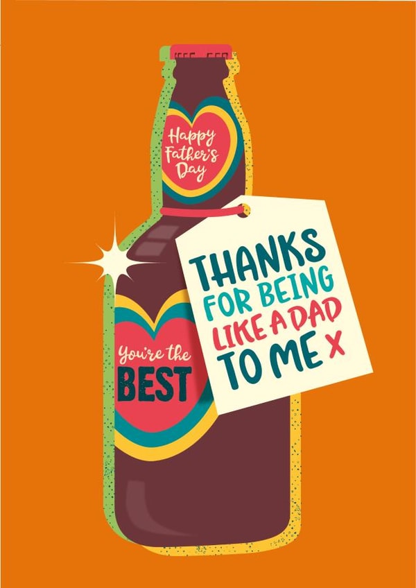 Heartfelt ‘Like A Dad’ Father’s Day Beer Card – Thanks You’re The Best created by The Typecast Gallery