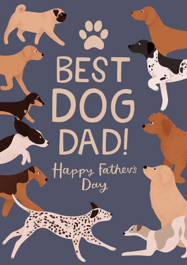 Cute Father's day card - Best Dog Dad! created by Hollie McManus Illustration