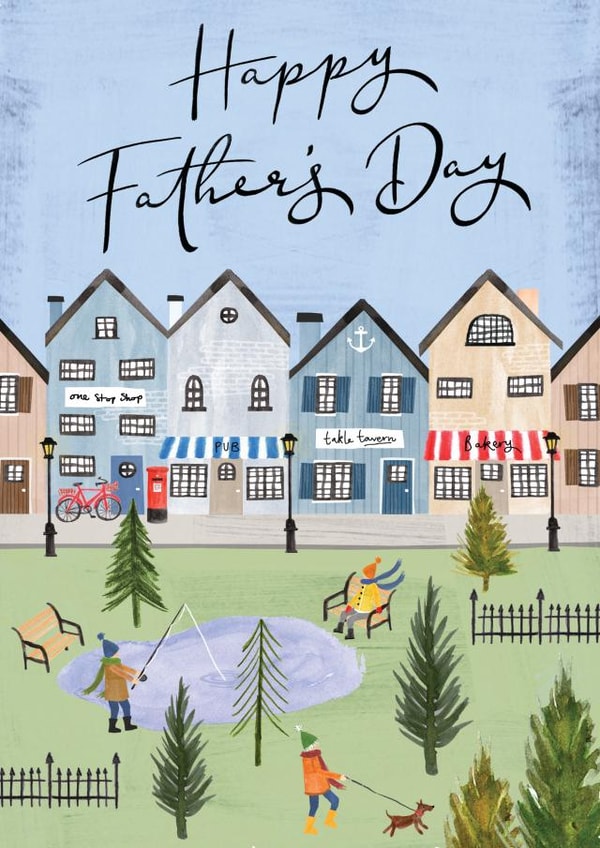 Traditional Father's Day card - Dog Park Scene created by Making Meadows Ltd