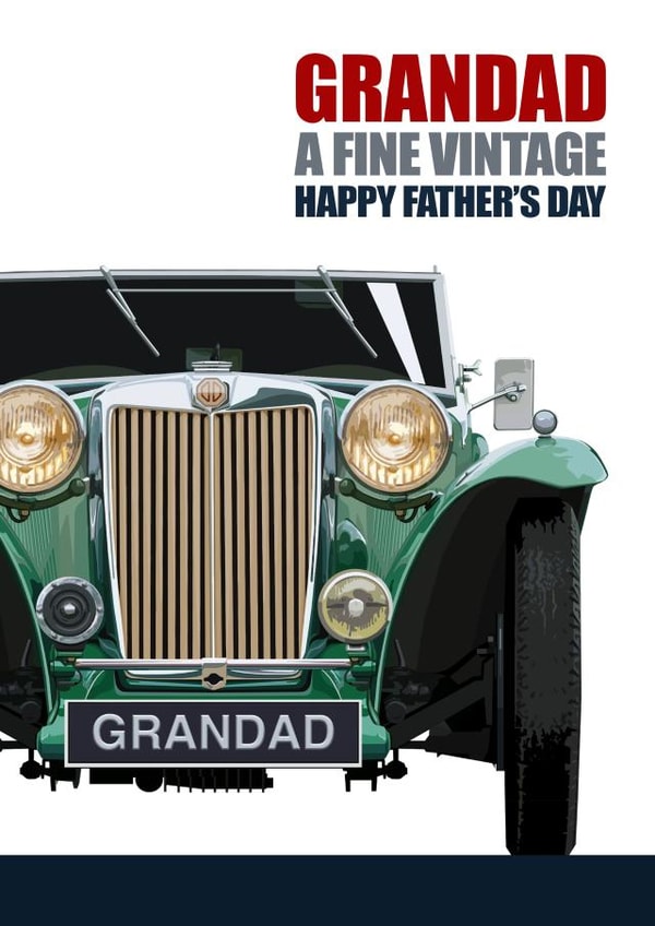 VINTAGE SPORTS CAR Father's Day card For Grandad created by RetroMotion Artwork