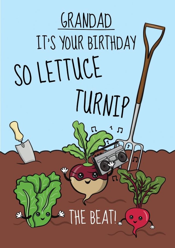 Gardening Birthday Card For Grandad - Funny Vegetable Pun created by @Cupsie's Creations