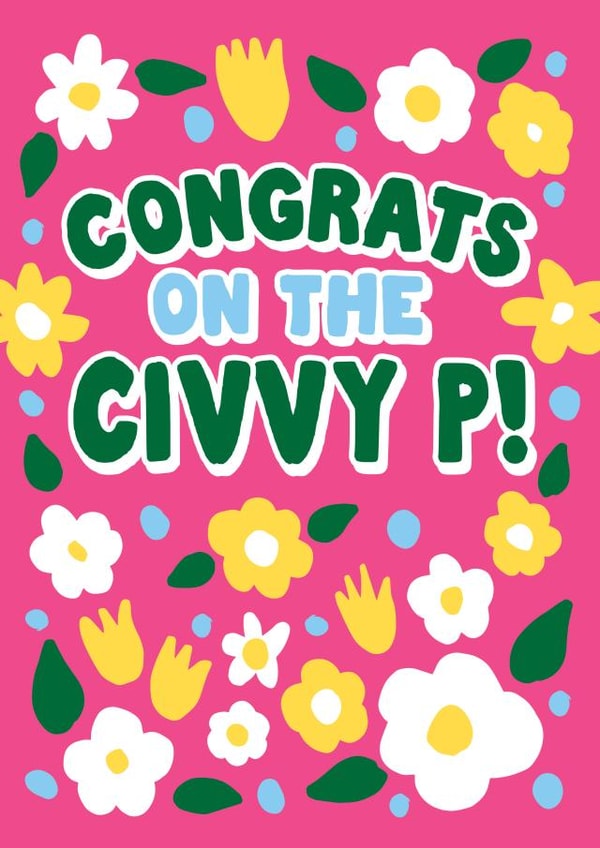 Colourful Flowery Civil Partnership Card - Congrats on the Civvy P! created by Woah there Pickle