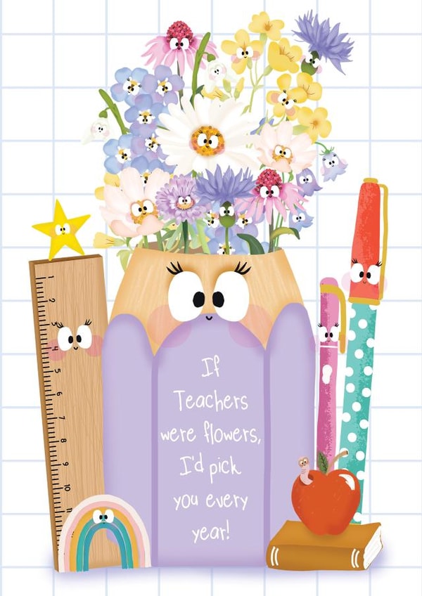 Heartfelt Thank You Card - Teacher - Flowers created by Athelea Grey