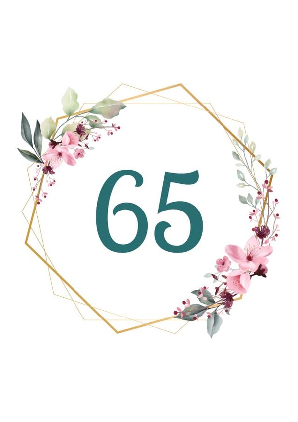 Floral birthday card 65 created by 1987 by Rachel