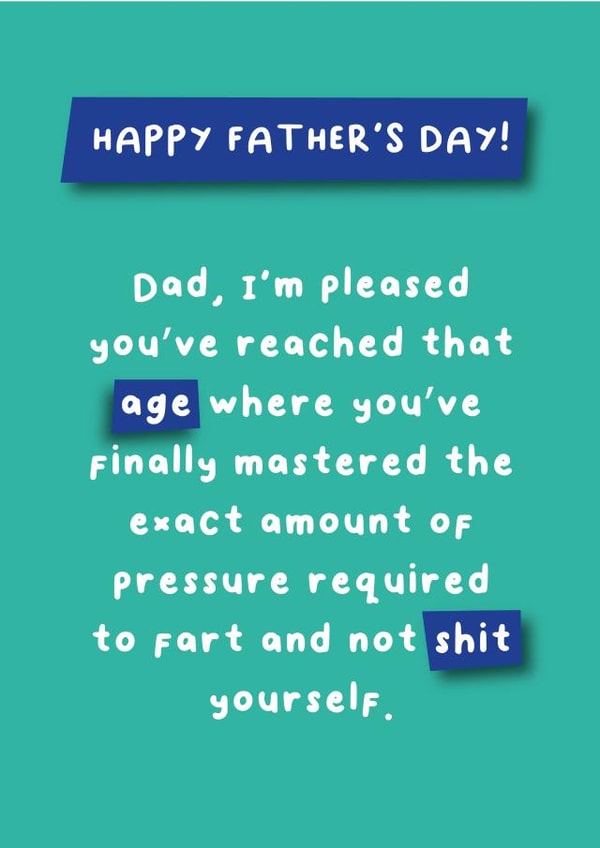 Cheeky Farting Card Dad - Mastered the Pressure Required - Funny created by Hartfelt Designs