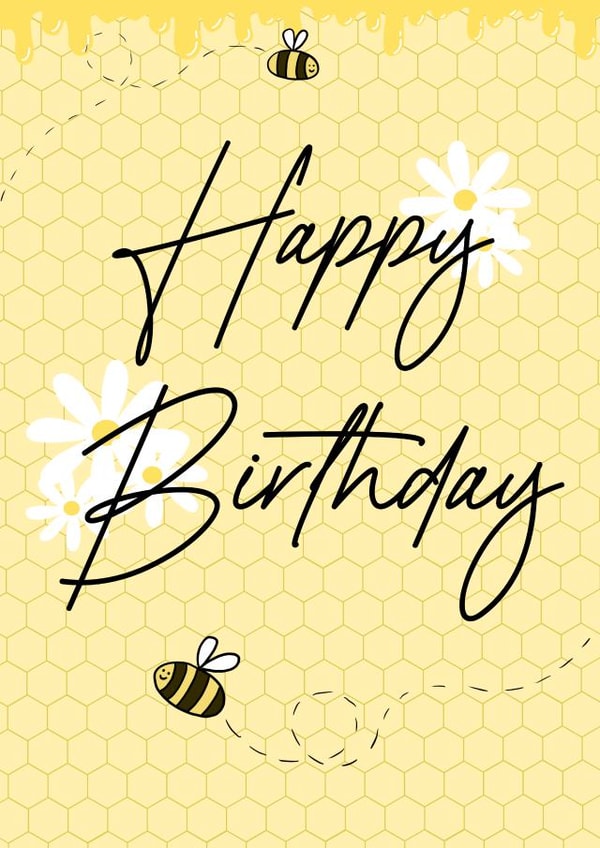 Whimsical Bee Happy Birthday Greetings Card created by RainbowRoo