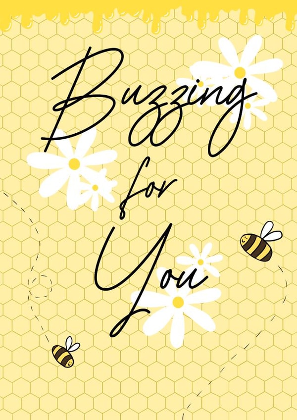 Buzzing For You Congratulations Greetings Card created by RainbowRoo
