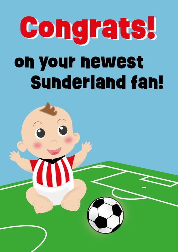 Cute new baby Sunderland fan card for new parents created by Sparked Studio