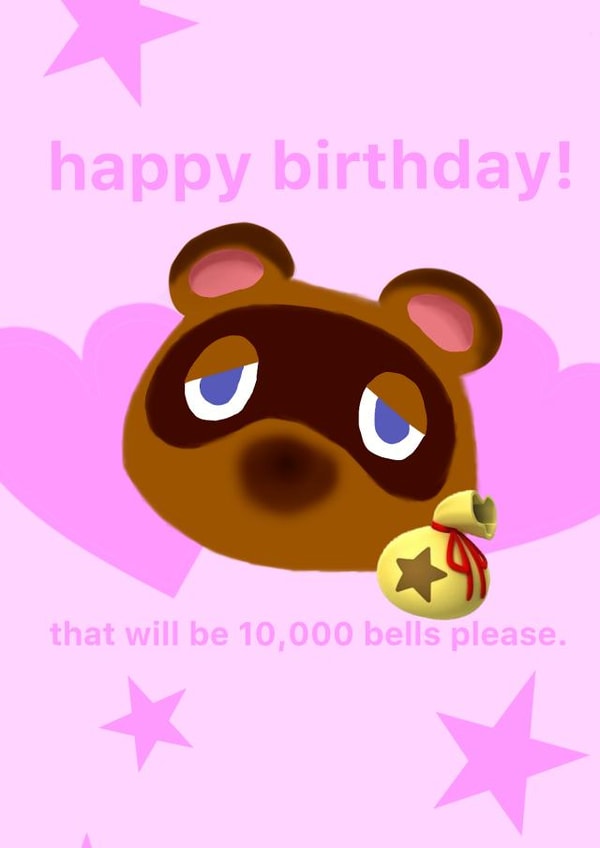 Animal crossing tom nook birthday card created by rushi :)