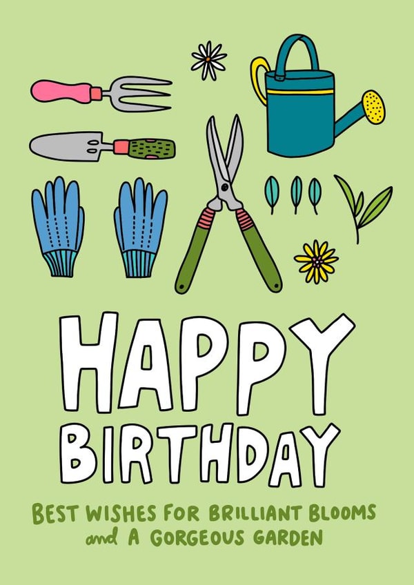Happy Birthday Gardener - Gardening Birthday Card for Green Thumb created by Angela Chick