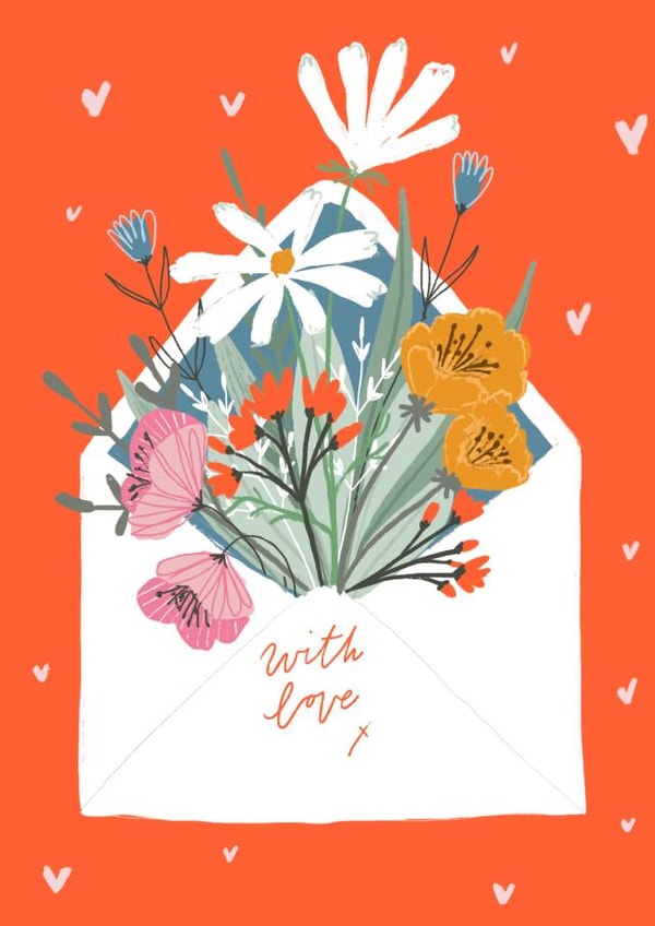With love, flower envelope design. perfect for a birthday or just because! created by Emma Valenghi