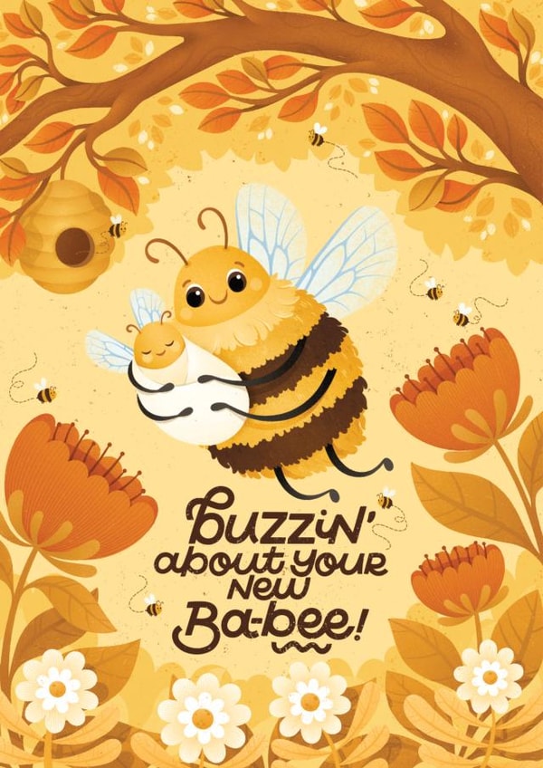 Cute New Baby Card - Buzzin' About Your New Ba-bee! created by Nyassa Hinde