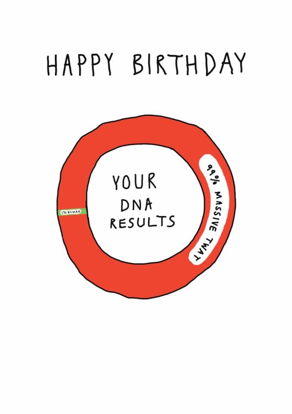 DNA Test Results! Alternative birthday card for those with dark humour. created by Sean Miller