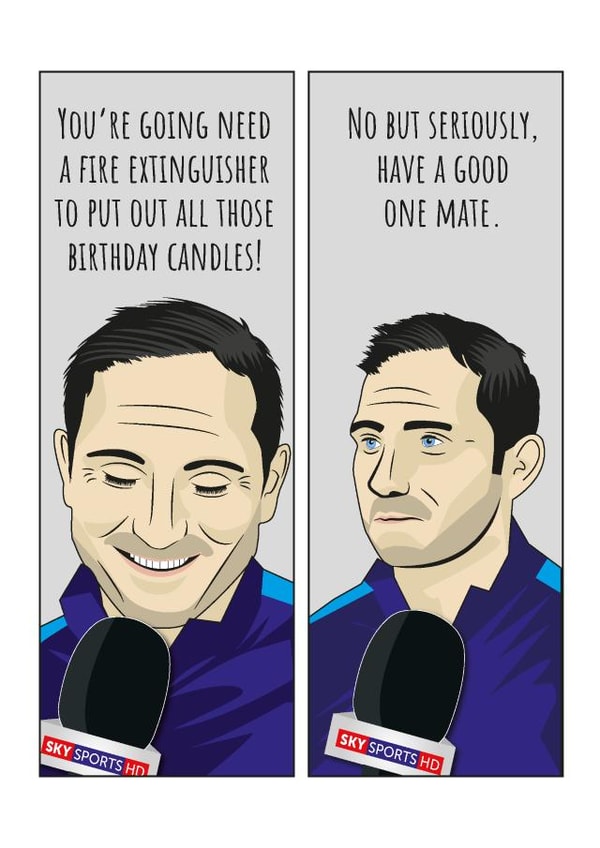 Funny Frank Lampard meme birthday card - no but seriously - Chelsea created by Harvsy Design