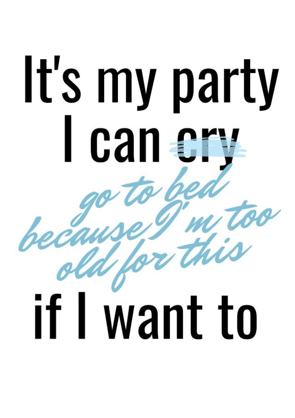 Birthday card for the old party-goers created by Sarah Levy