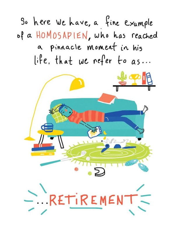Funny Retirement Card - Homosapien created by Ally Marie Illustration