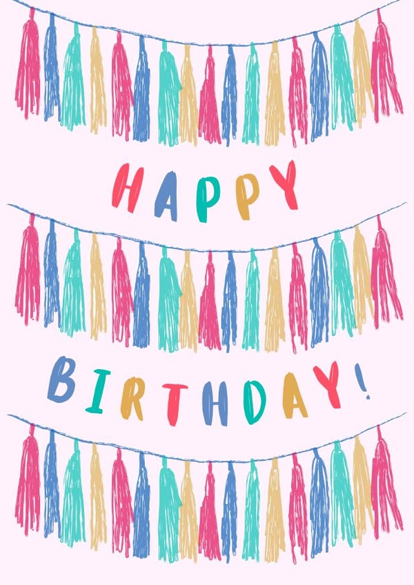 Cute Pink Birthday Card - Bunting created by JZW Studios