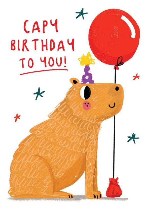 Cute Birthday Card - Capybara created by NICHOLA COWDERY ILLUSTRATIONS 