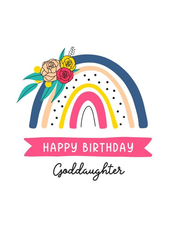 Bright and colourful rainbow and flowers card for a lovely Goddaughter created by Evie Garnett Designs