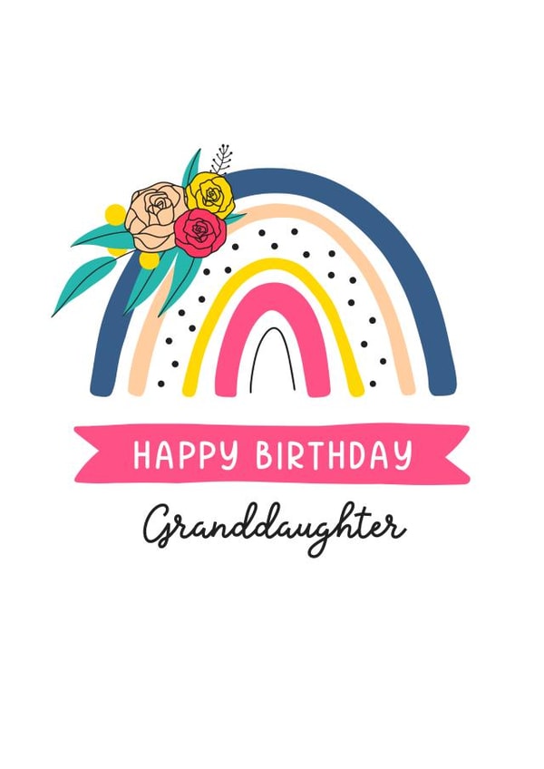 Bright and colourful rainbow and flowers card for a lovely Granddaughter created by Evie Garnett Designs