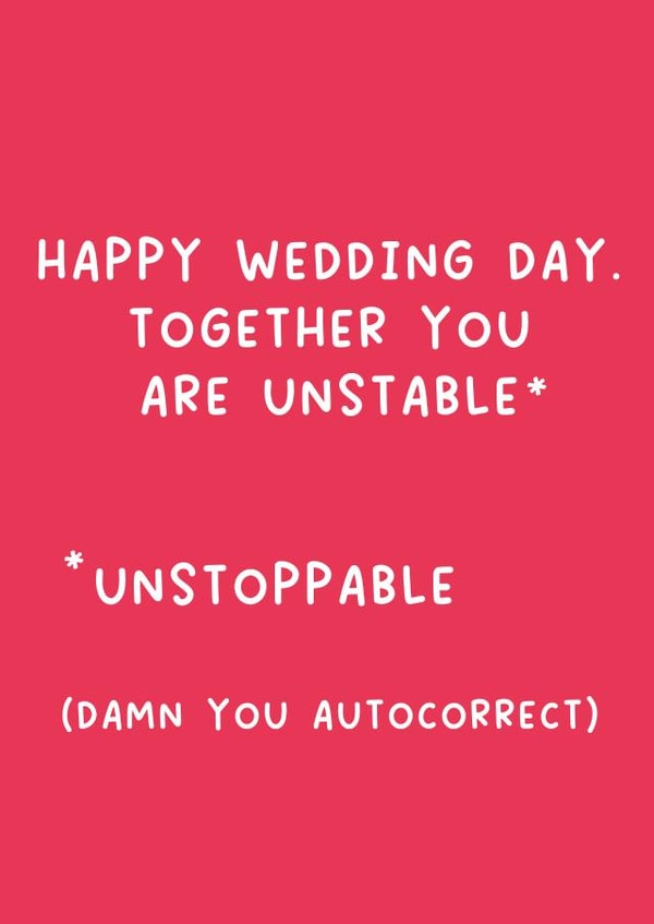 Funny Wedding Card - Autocorrect created by Pack a Punch Designs