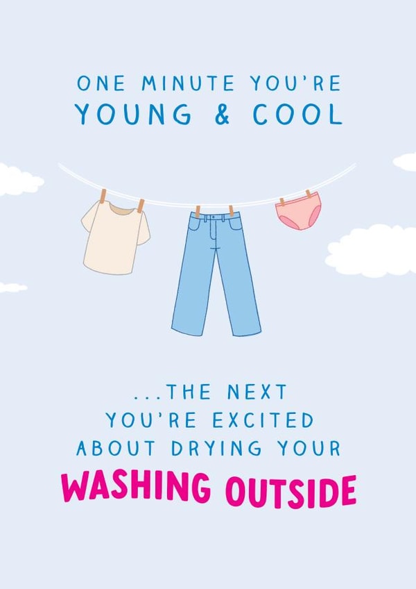 Funny Birthday Card - Hanging Washing Outside created by The Cake Thief