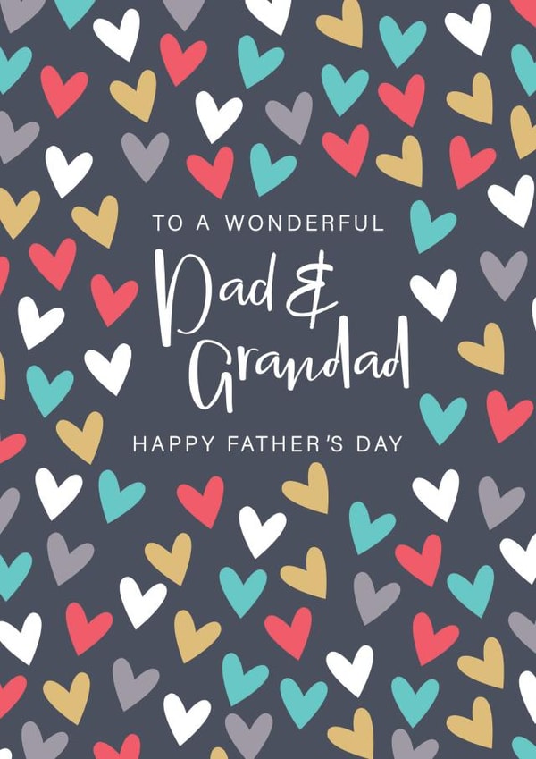 Cute Father's Day Card For Dad & Grandad - Hearts & Typography created by The Boy and the Bear