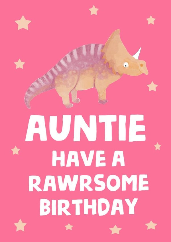 Cute Birthday Card - Auntie - Dinosaur created by tea please