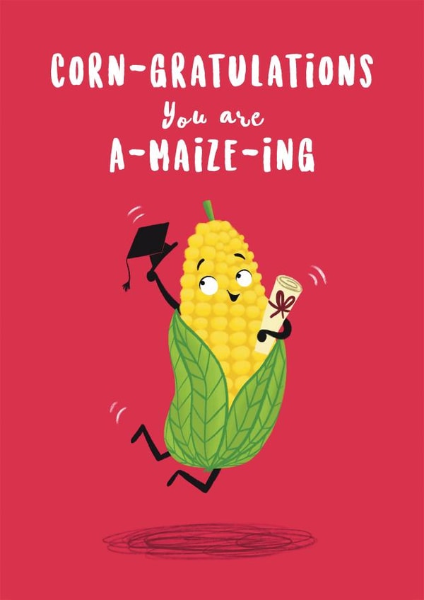 Corn-gratulations Funny Sweetcorn Card created by Hannah Jayne Lewin