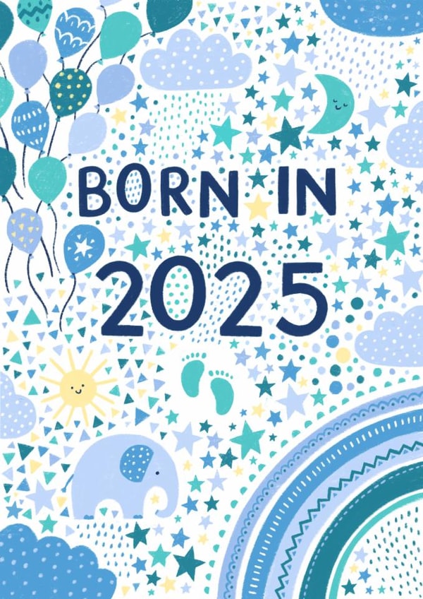 Cute New Baby Boy Card - Born in 2025 created by Pear Tree Press