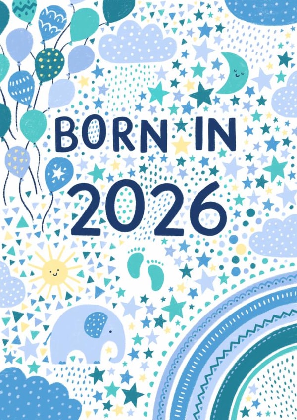 Cute New Baby Boy Card - Born in 2026 created by Pear Tree Press