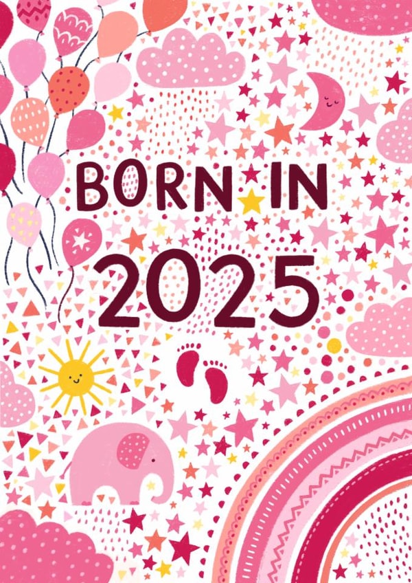 Pretty New Baby Girl Card - Born in 2025 created by Pear Tree Press