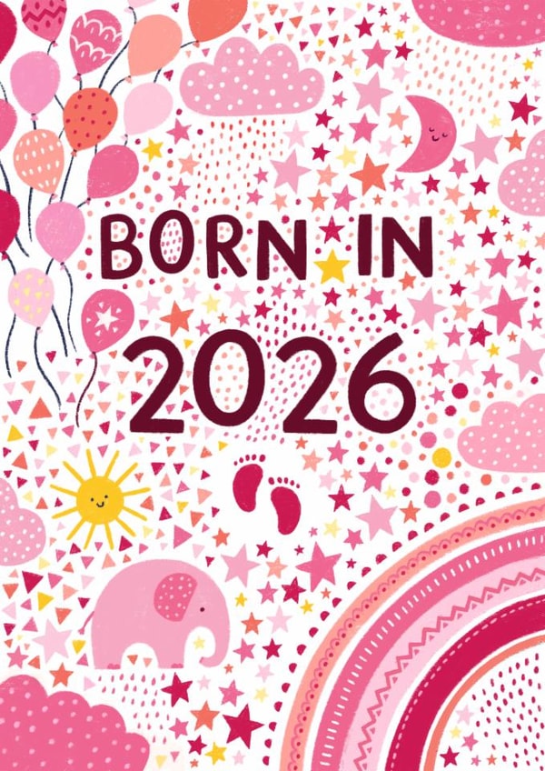Pretty New Baby Girl Card - Born in 2026 created by Pear Tree Press