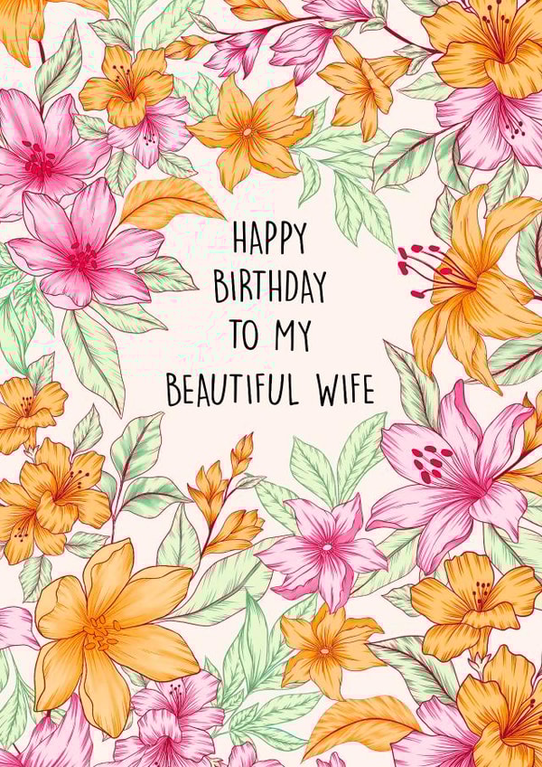 Pretty Birthday Card - Beautiful Wife created by Poppy & Mabel 