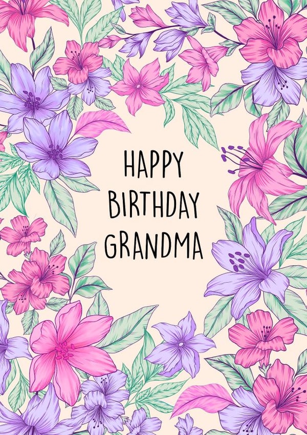 Pretty Birthday Card - Grandma 1000 created by Poppy & Mabel 