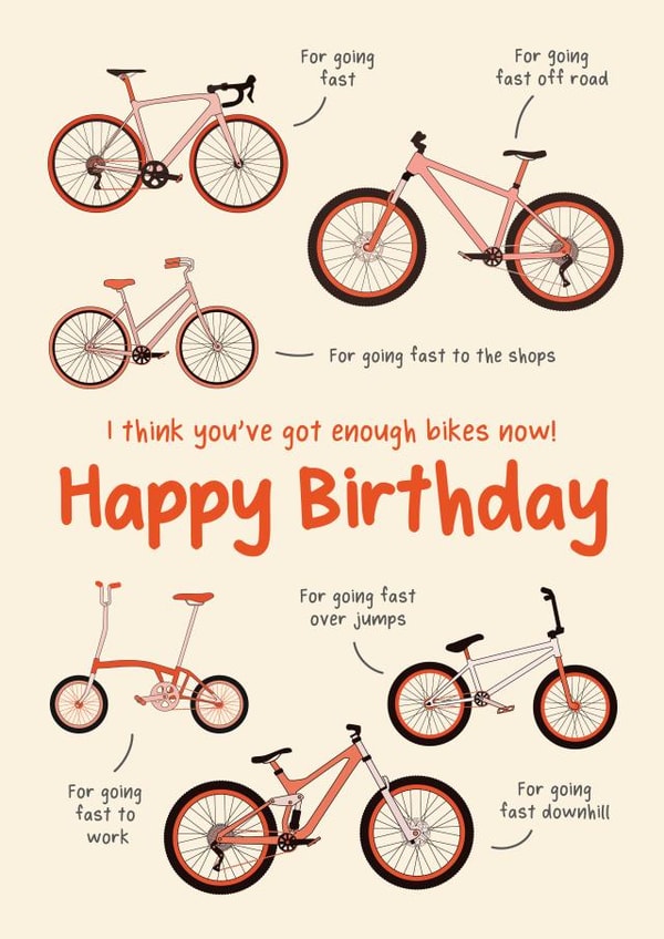 Funny Birthday Card - Bike Obsessed created by Spekle Studio