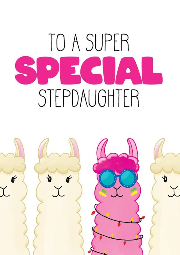 Funny Birthday Card - Stepdaughter - Llama created by Bev O'Connor || @oconnordesign