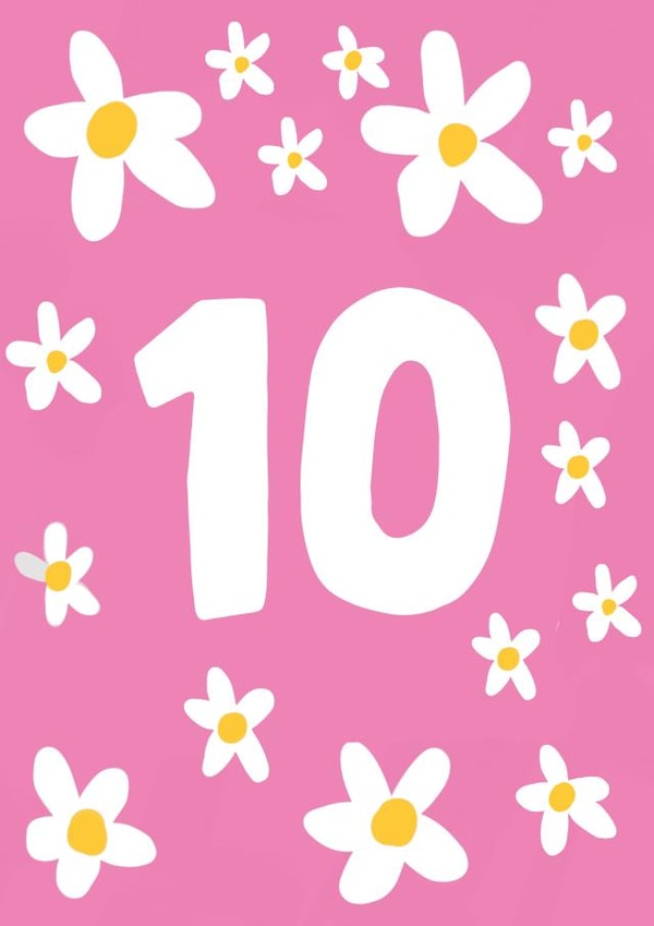 Pretty Birthday Card - 10th created by tea please