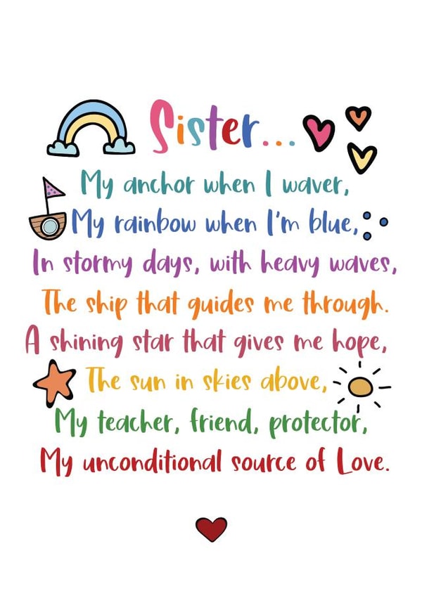 Thank You Sister - Heartfelt Sister Poem created by And You Can Quote Me